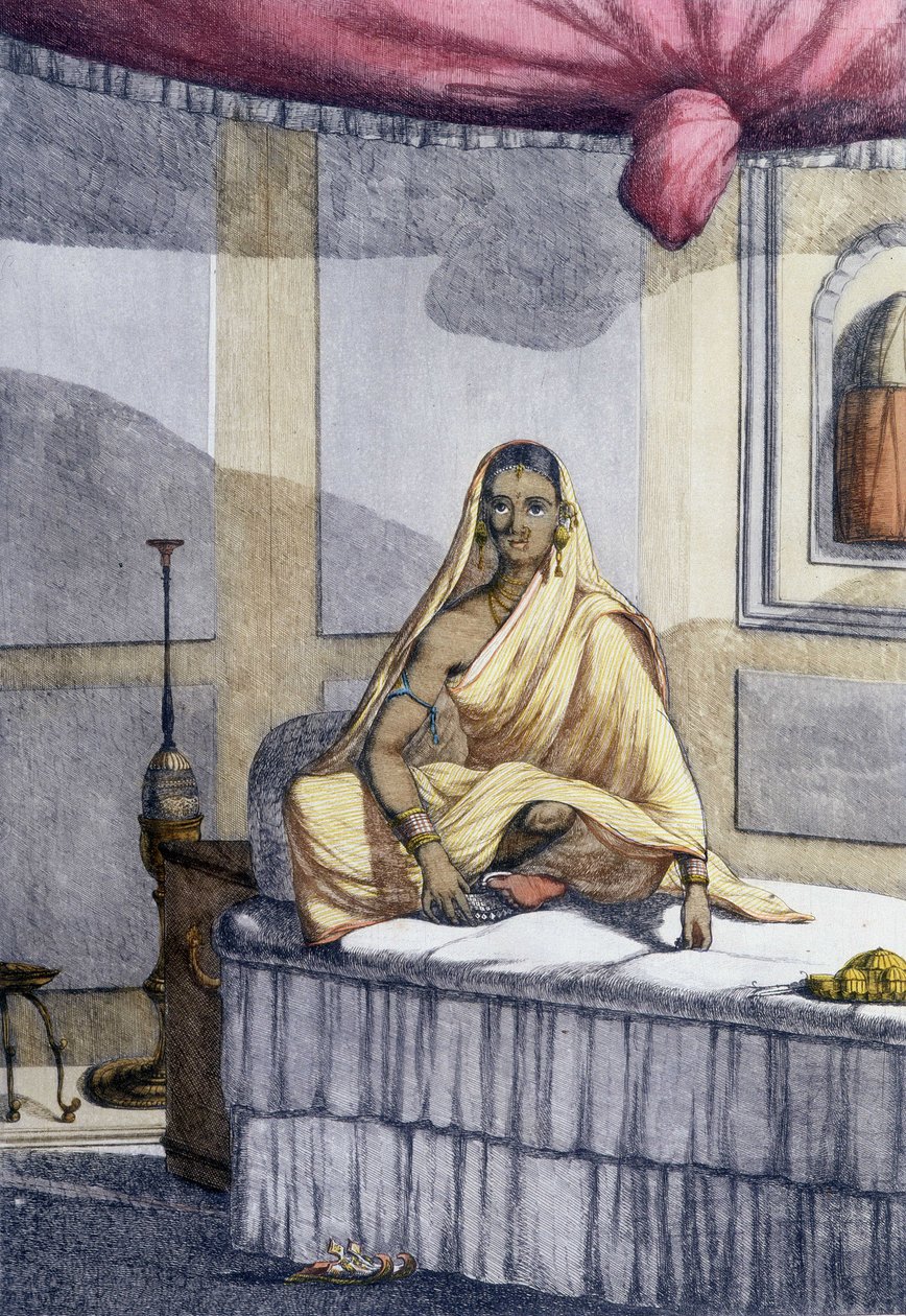 Kultur, civilisation og det indiske samfund: "Udmærket kvinde" eller kvinde af højere kaste. Stik fra 1808. af Unknown artist