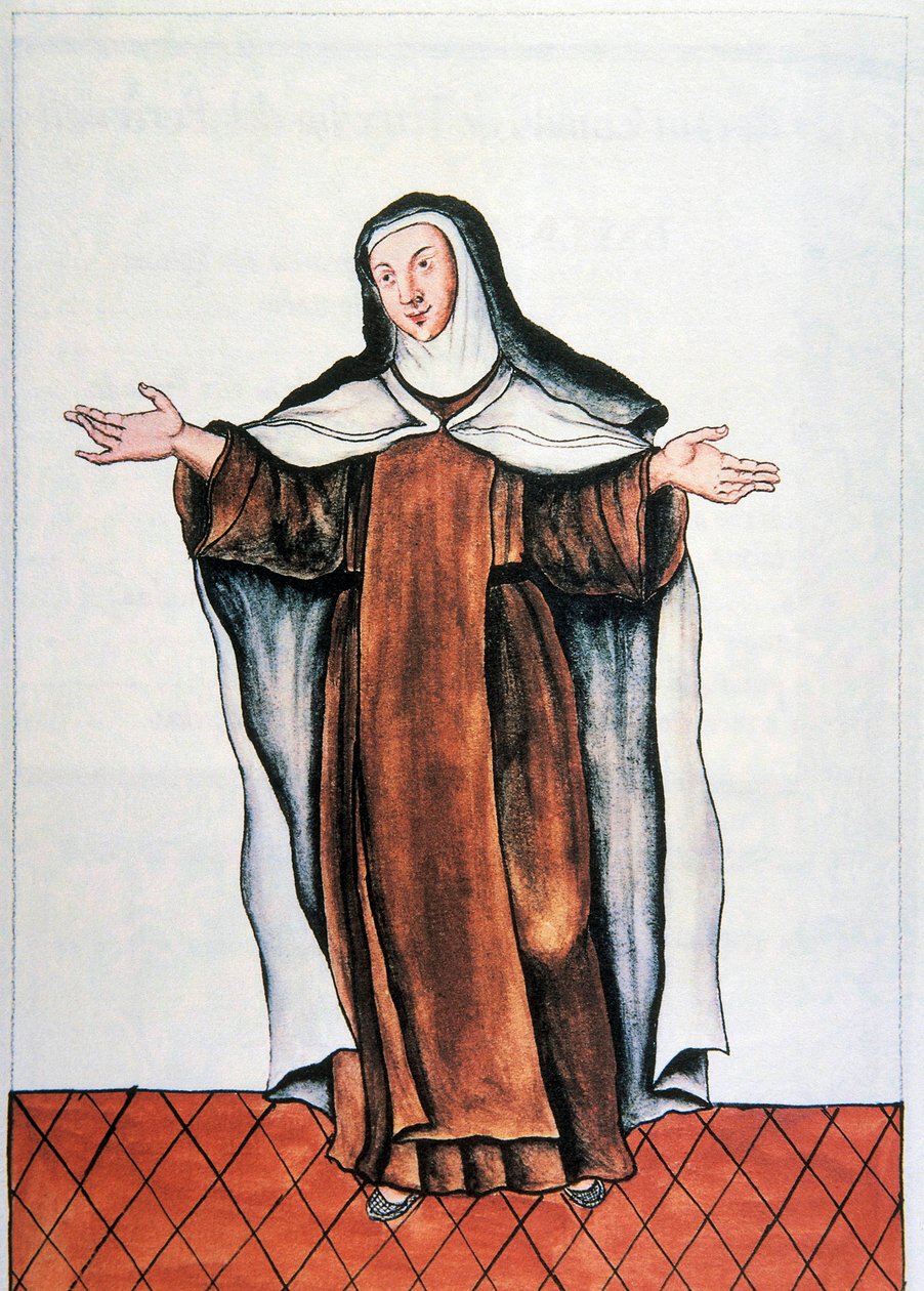 Daglig liv og skikke i Peru: "" Carmelite dechaussee "" Akvarel taget fra bogen "" Trujillo del Peru "" af Baltasar Martinez Companon y Bajanda, biskop af Trujillo (1782-1785). 1700-tallets Madrid. Biblioteca del Palacio Real af Unknown artist