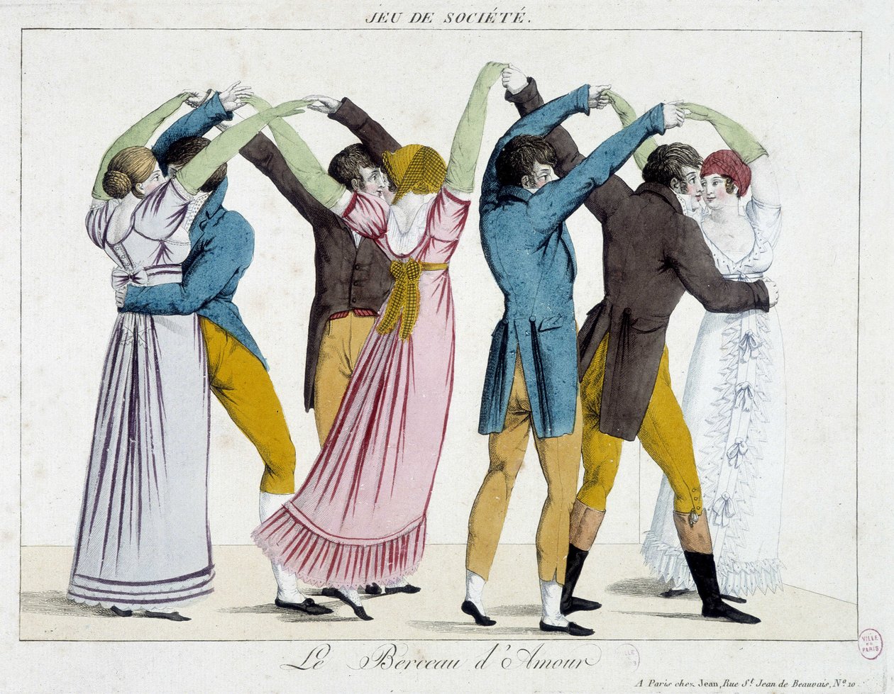 Dansebevægelse kaldet "Kærlighedens vugge", begyndelsen af det 19. århundrede af Unknown artist