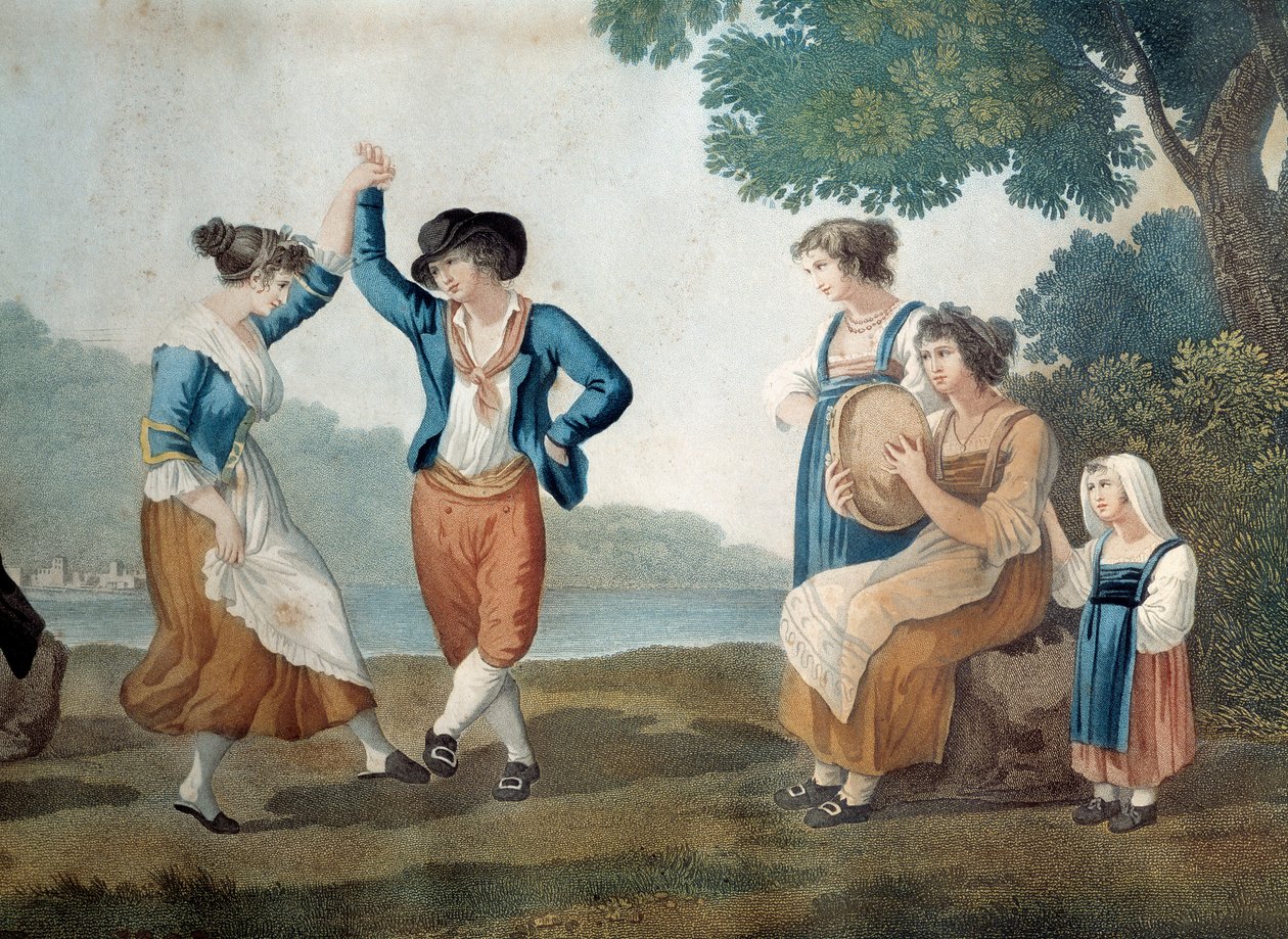 Dansere i Frascati nær Rom, Italien Anonymt maleri af Unknown artist
