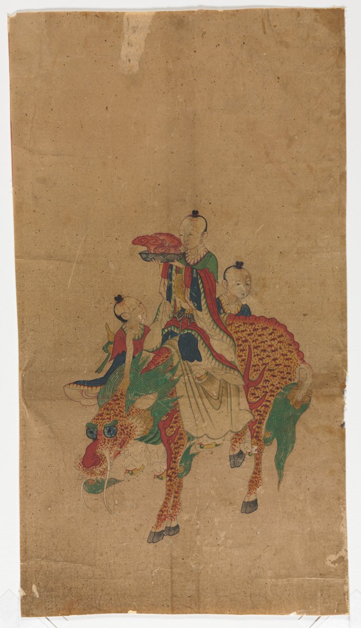 Daoist Immortal på en Qilin og to ledsagere af Unknown artist