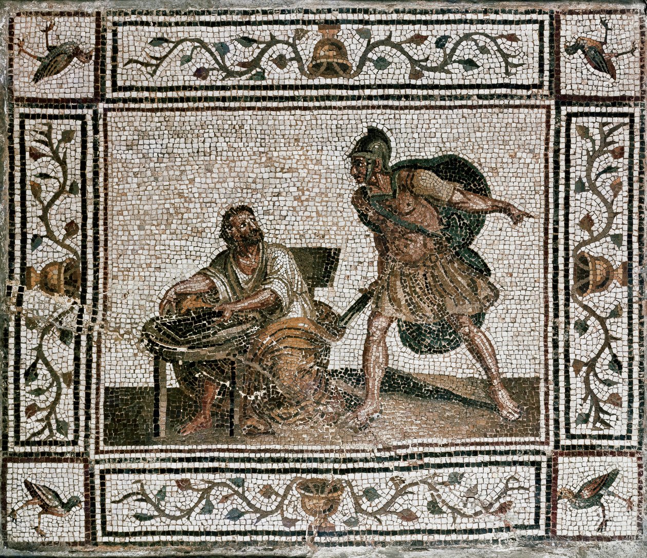 Archimedes fra Syracuses død (mosaik af Unknown artist