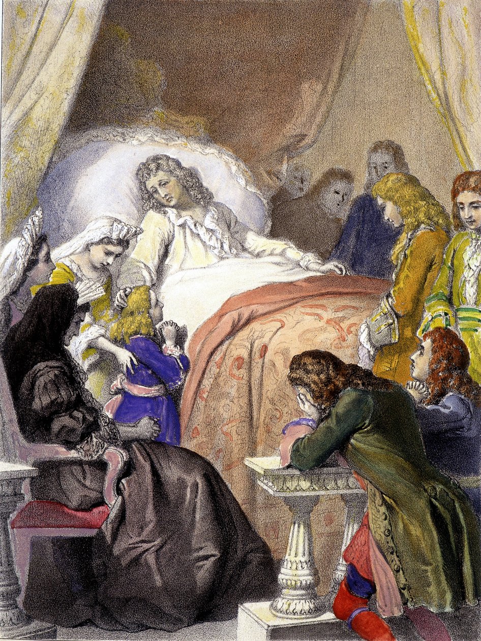 Ludvig XIV (1638-1715), Frankrigs konge, døde den 1. september 1715 i Versailles og den fremtidige Ludvig XV (1710-1774). af Unknown artist