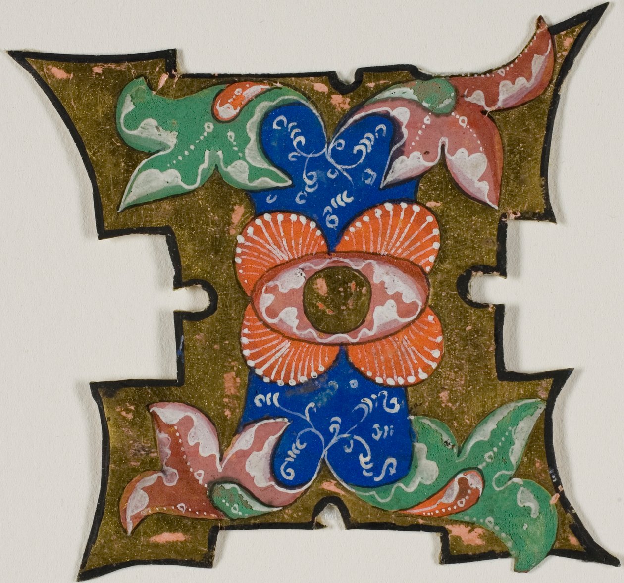 Dekoreret bogstav "I" med blade fra en koralbog af Unknown artist