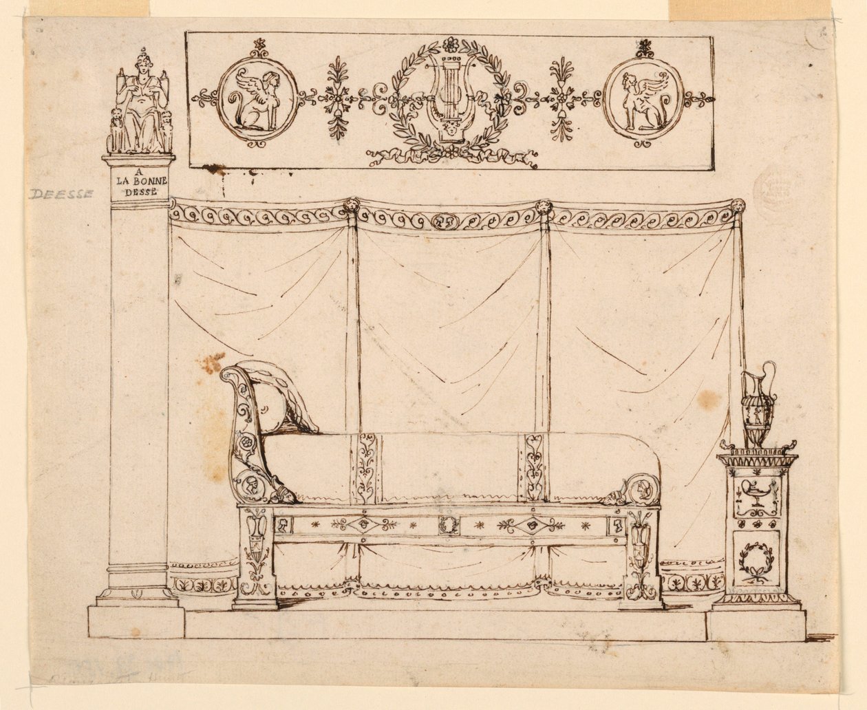 Design til soveværelsesmøbler af Unknown artist