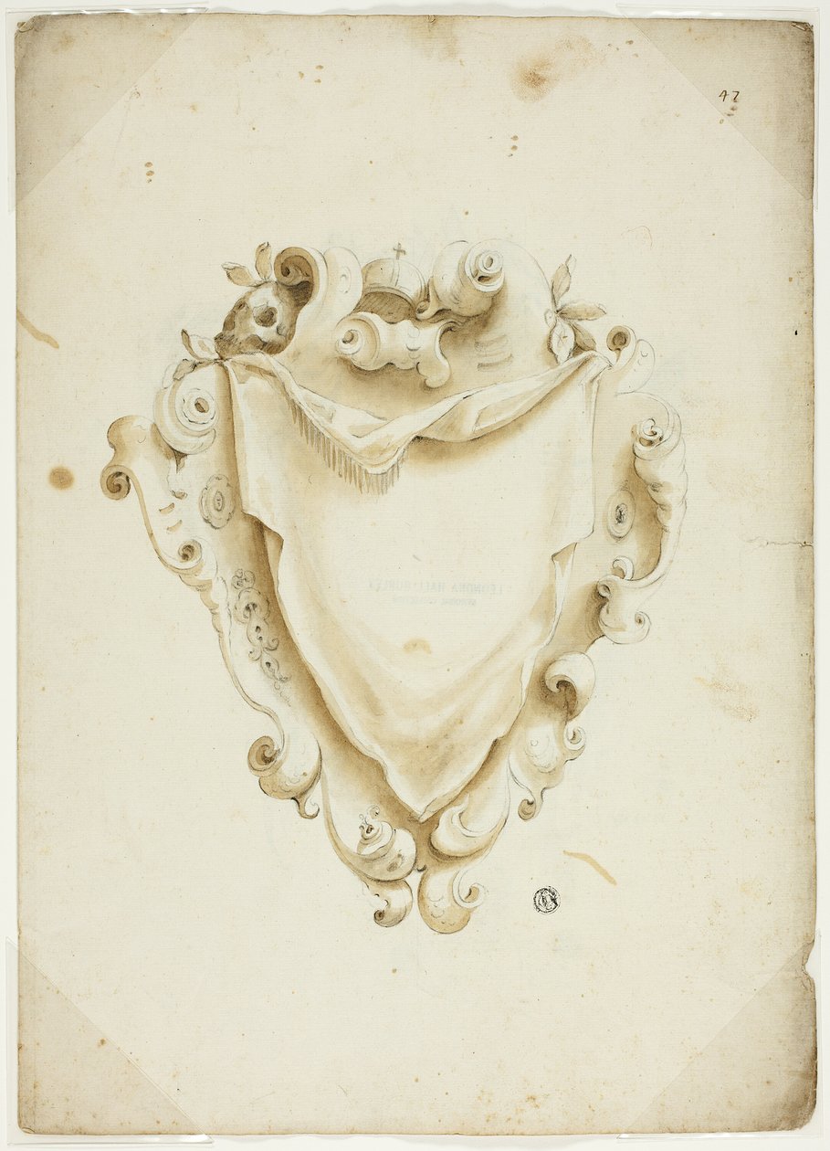 Design til rosette, med kugle af Unknown artist