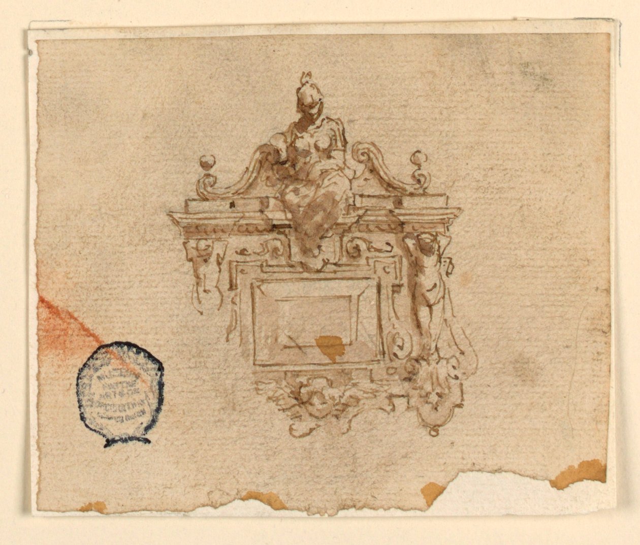 Design til vedhæng med kvinde i hjelm af Unknown artist