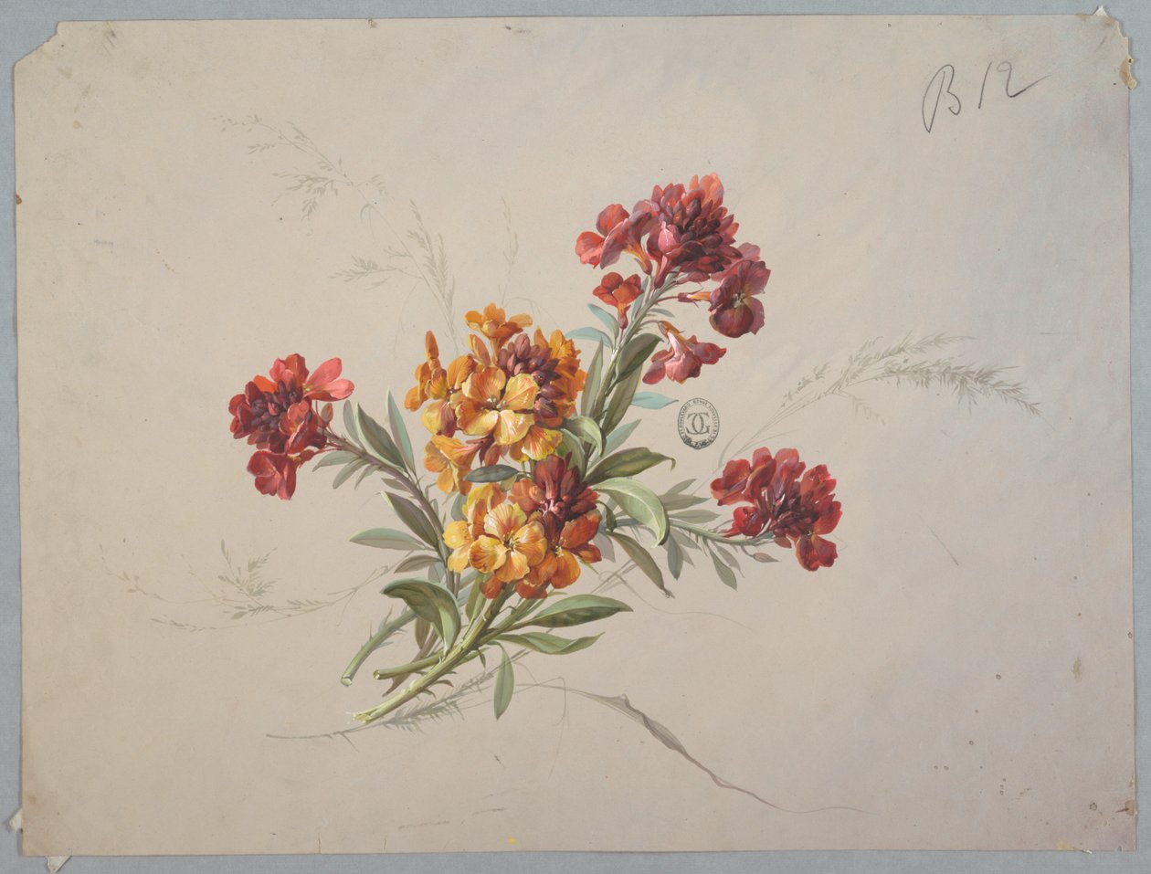 Design til tapet og tekstil: Blomster af Unknown artist