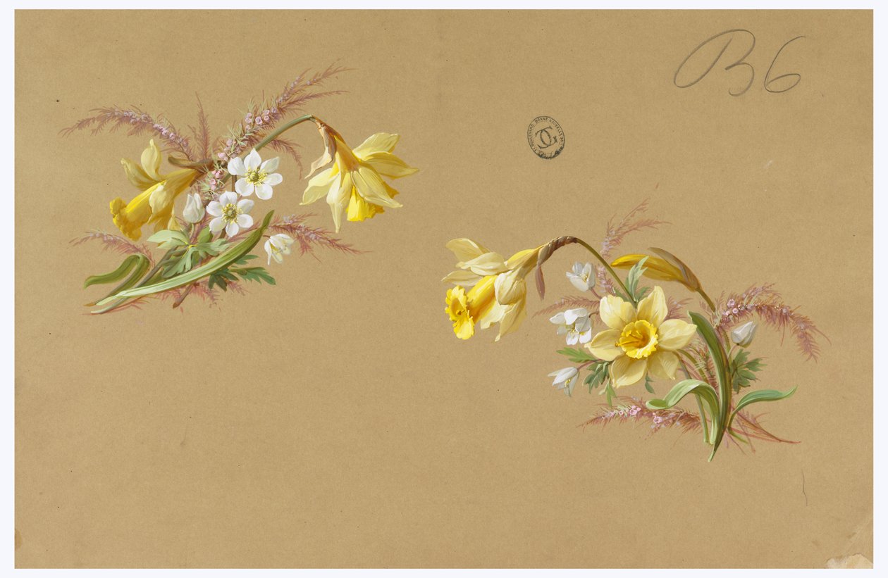 Design til tapet og tekstil: Blomster af Unknown artist