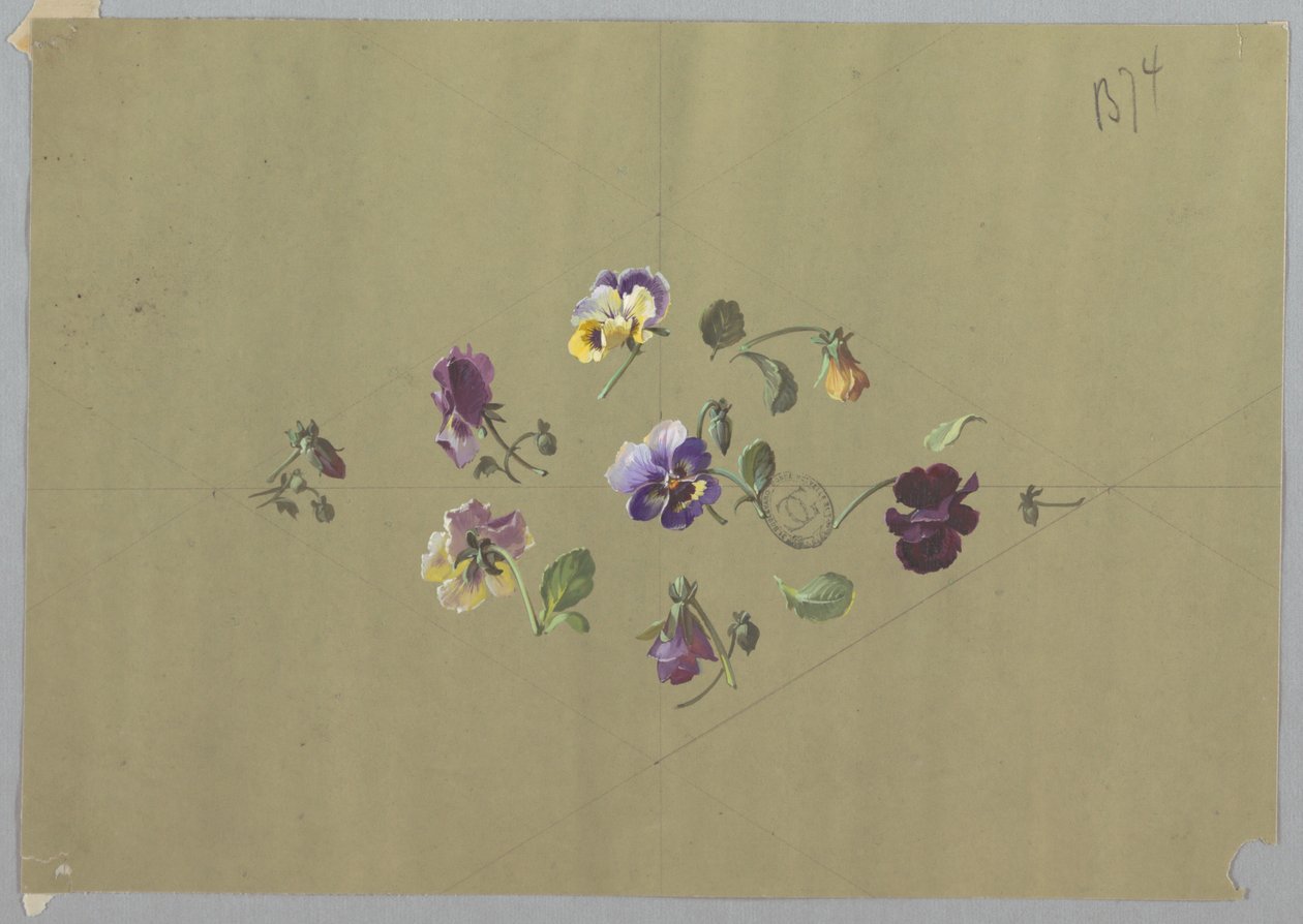 Design til tapet og tekstiler: Blomster af Unknown artist