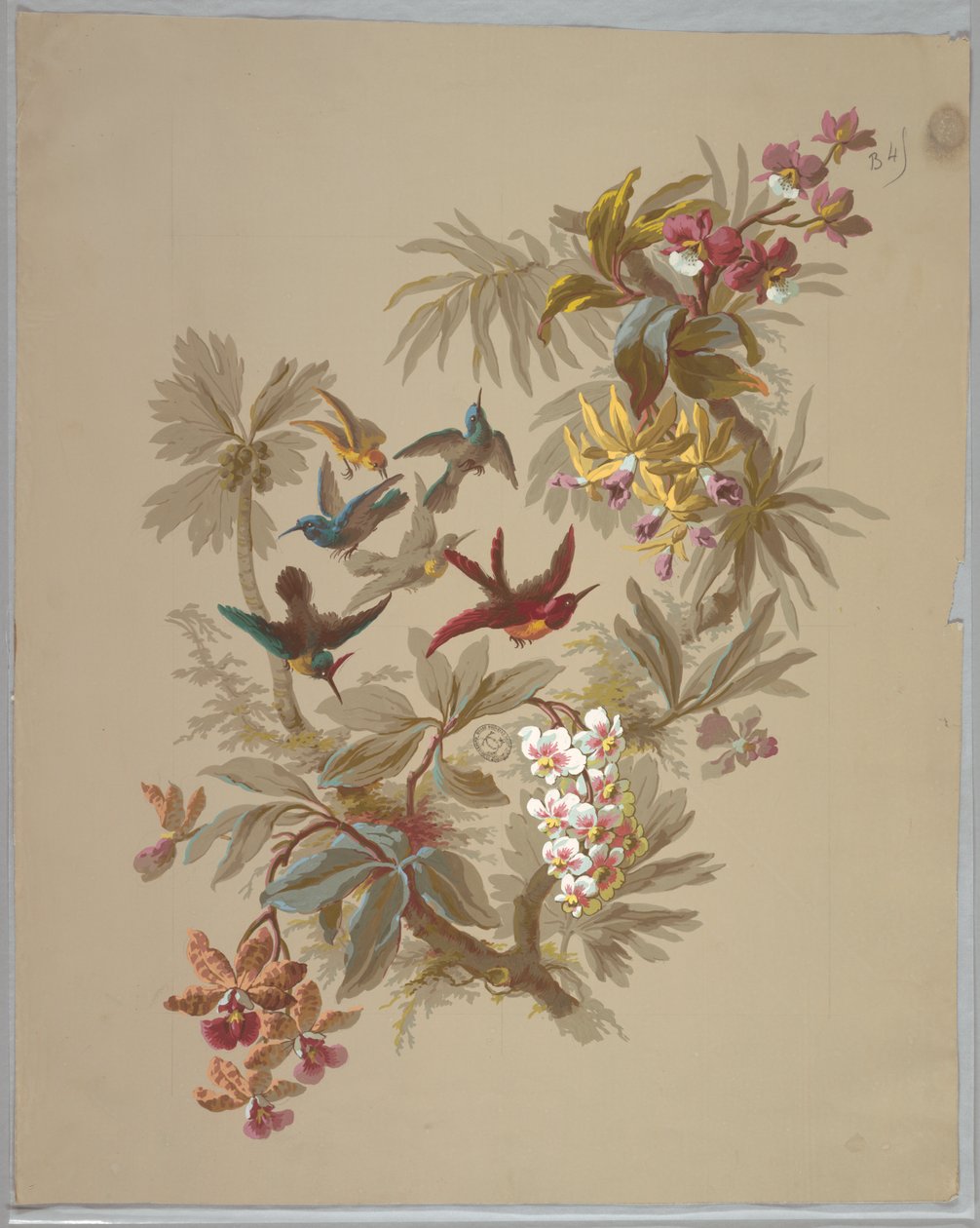 Design til tapet og tekstiler: blomster og fugle af Unknown artist