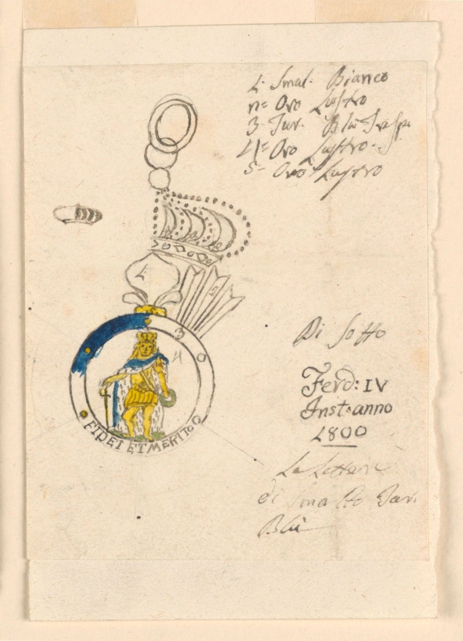 Design til et mærke fra den sicilianske militærorden af Unknown artist