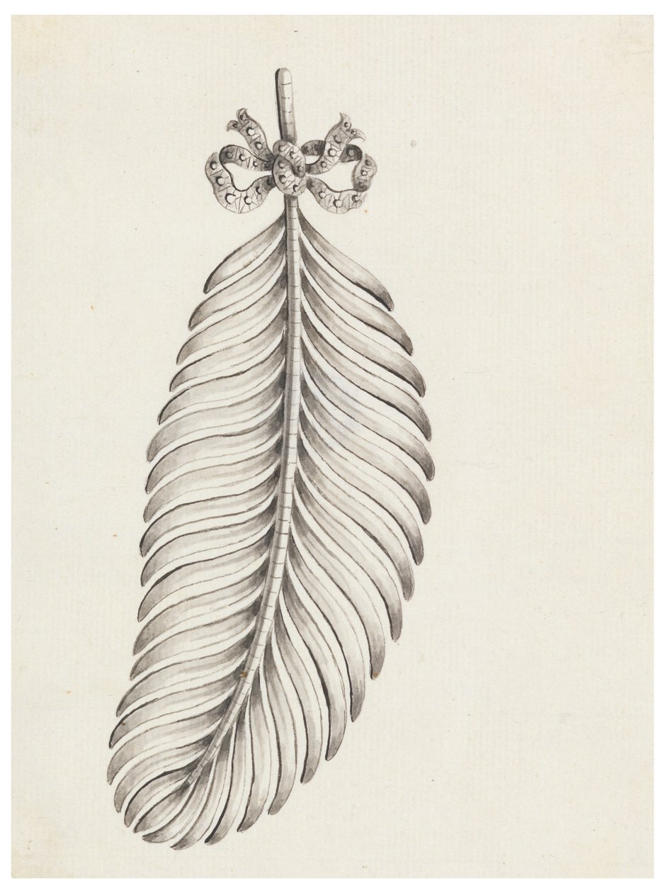 Design til en broche i form af en fjer af Unknown artist