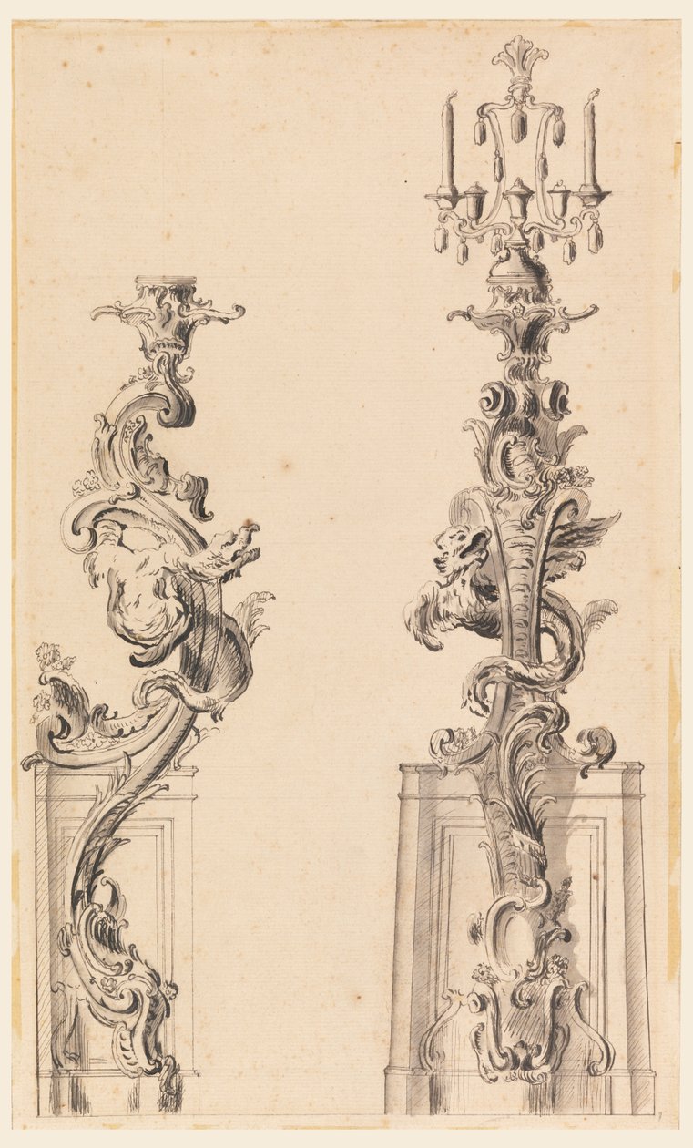 Design til et stearinlysbeslag af Unknown artist