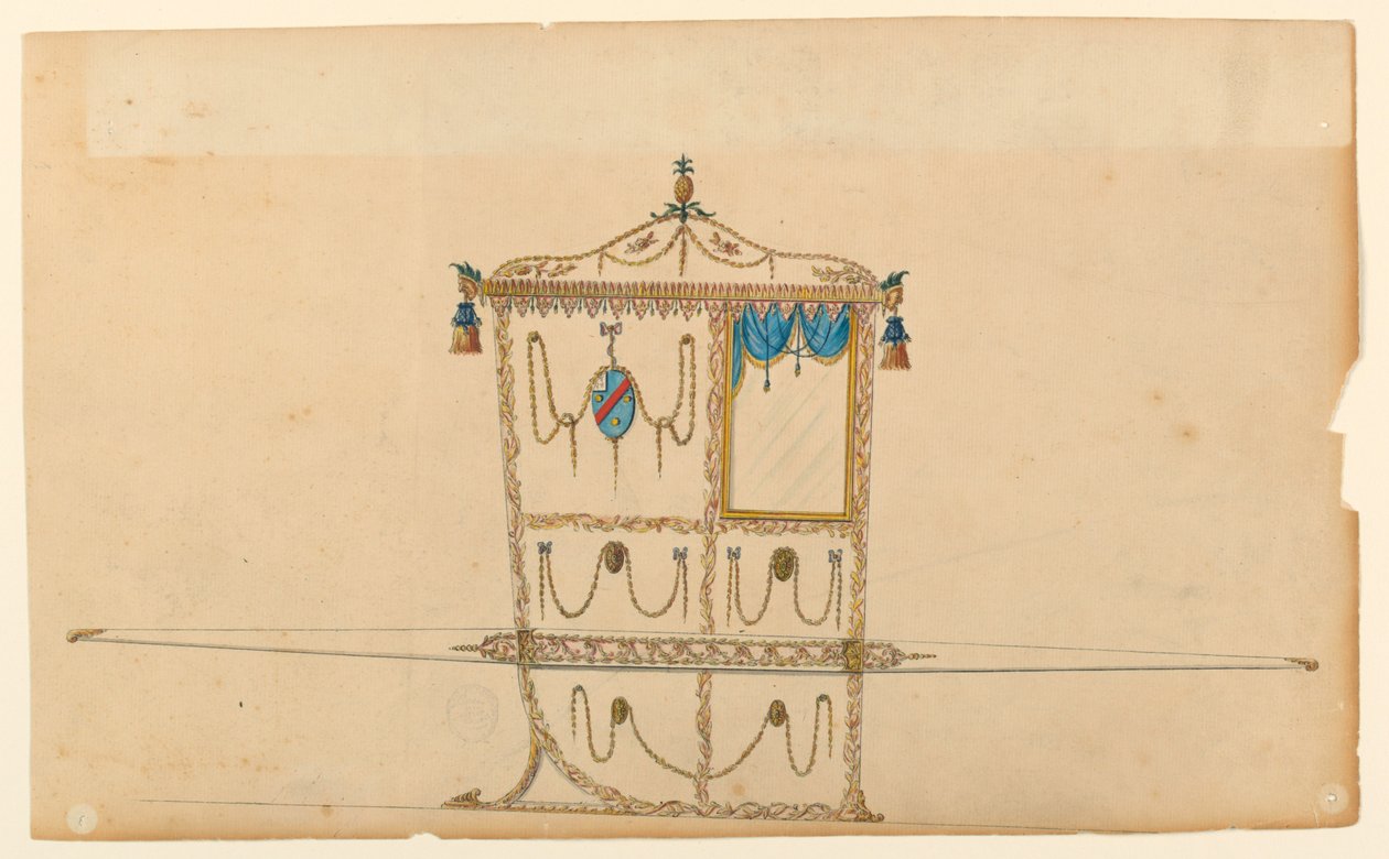 Design til en Sedan stol af Unknown artist