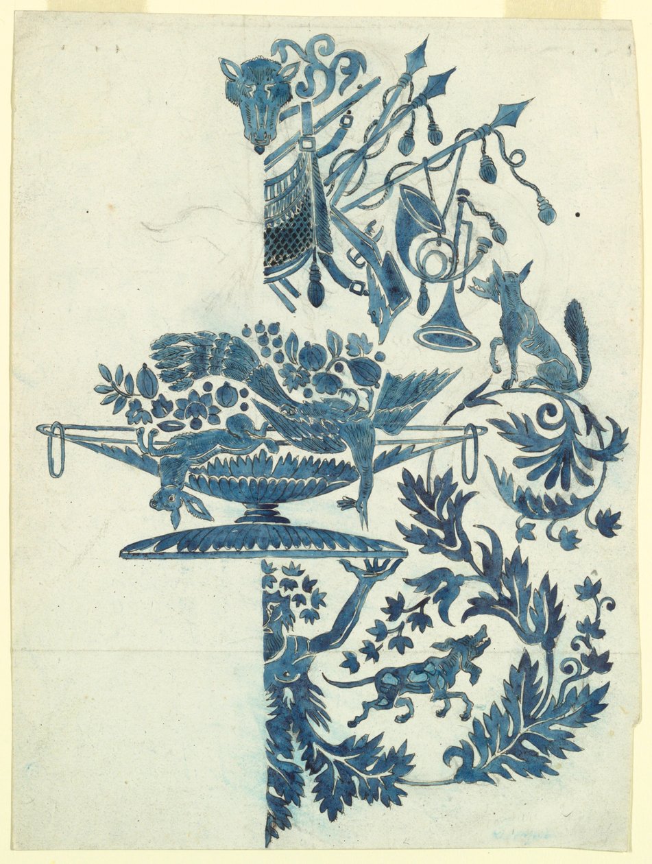 Design til en silkedamask af Unknown artist