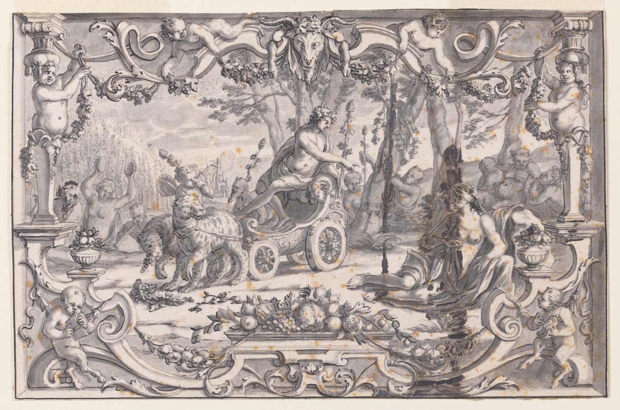 Design til et gobelin: Bacchus og Ariadne af Unknown artist