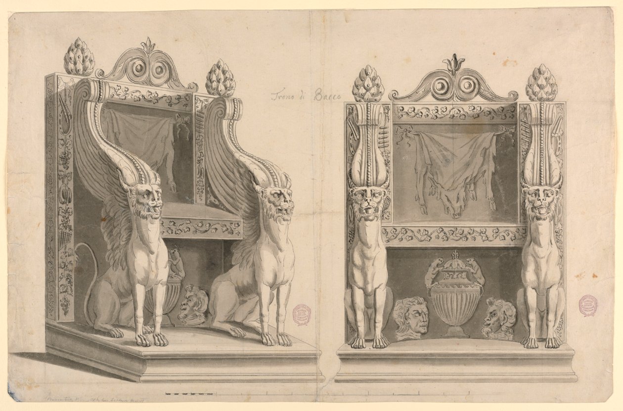 Design til en trone af præsten af Bacchus, efter gammel marmor af Unknown artist