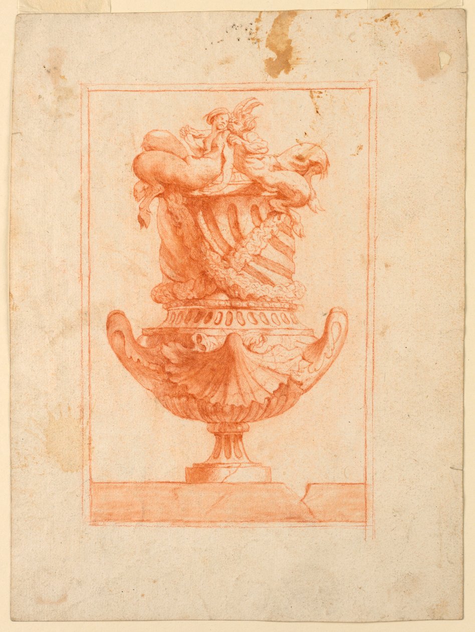 Design til en vase med satyrer af Unknown artist
