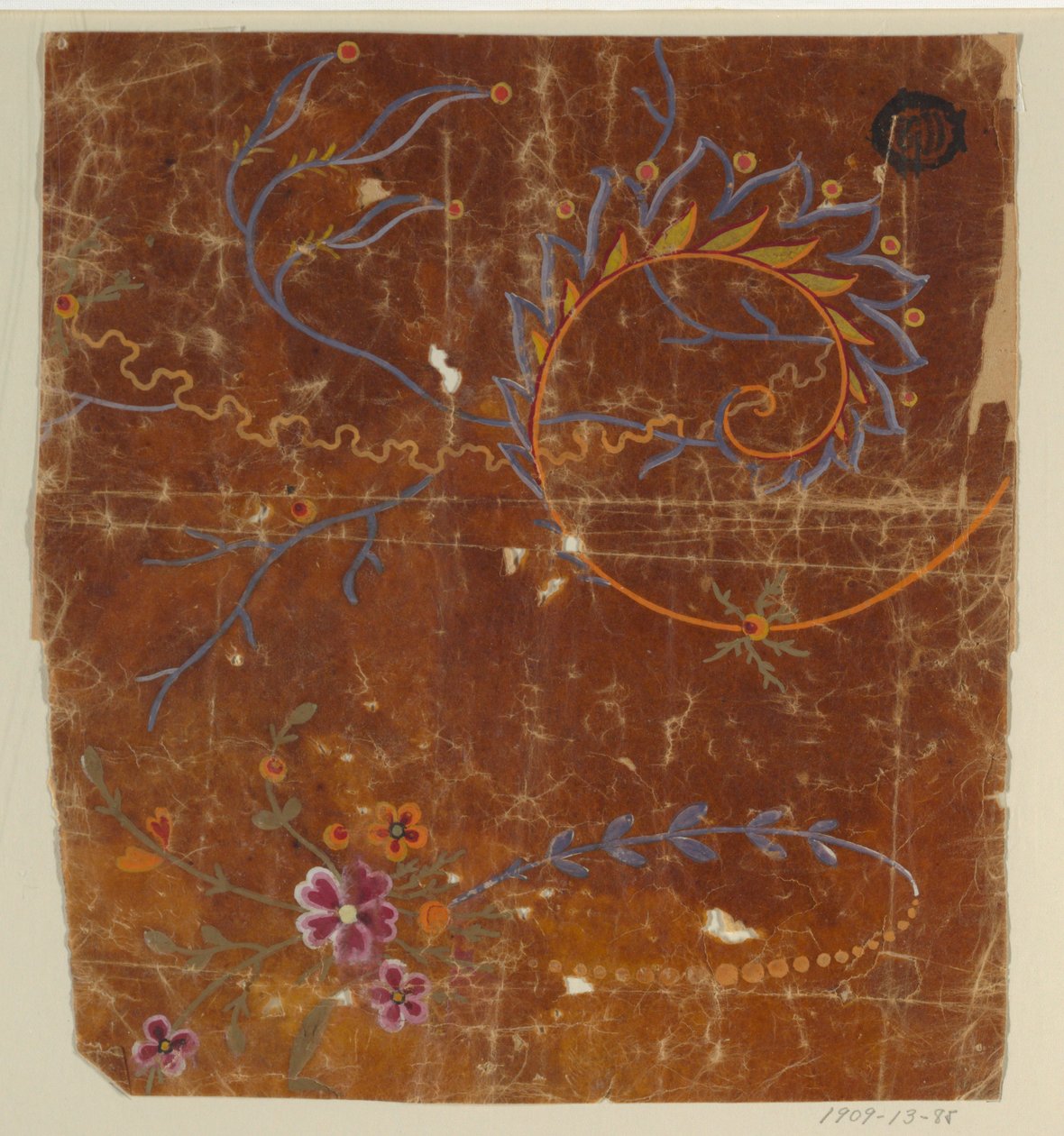 Design til et vævet stof, fragment af Unknown artist