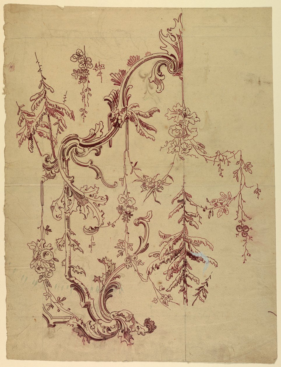 Design til et vævet eller trykt stof eller tapet af Unknown artist