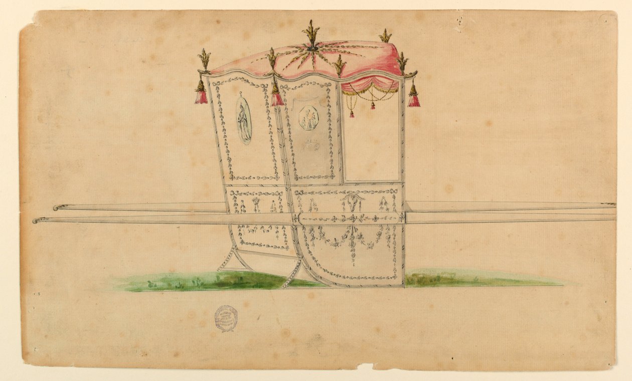 Design til en sedanstol af Unknown artist