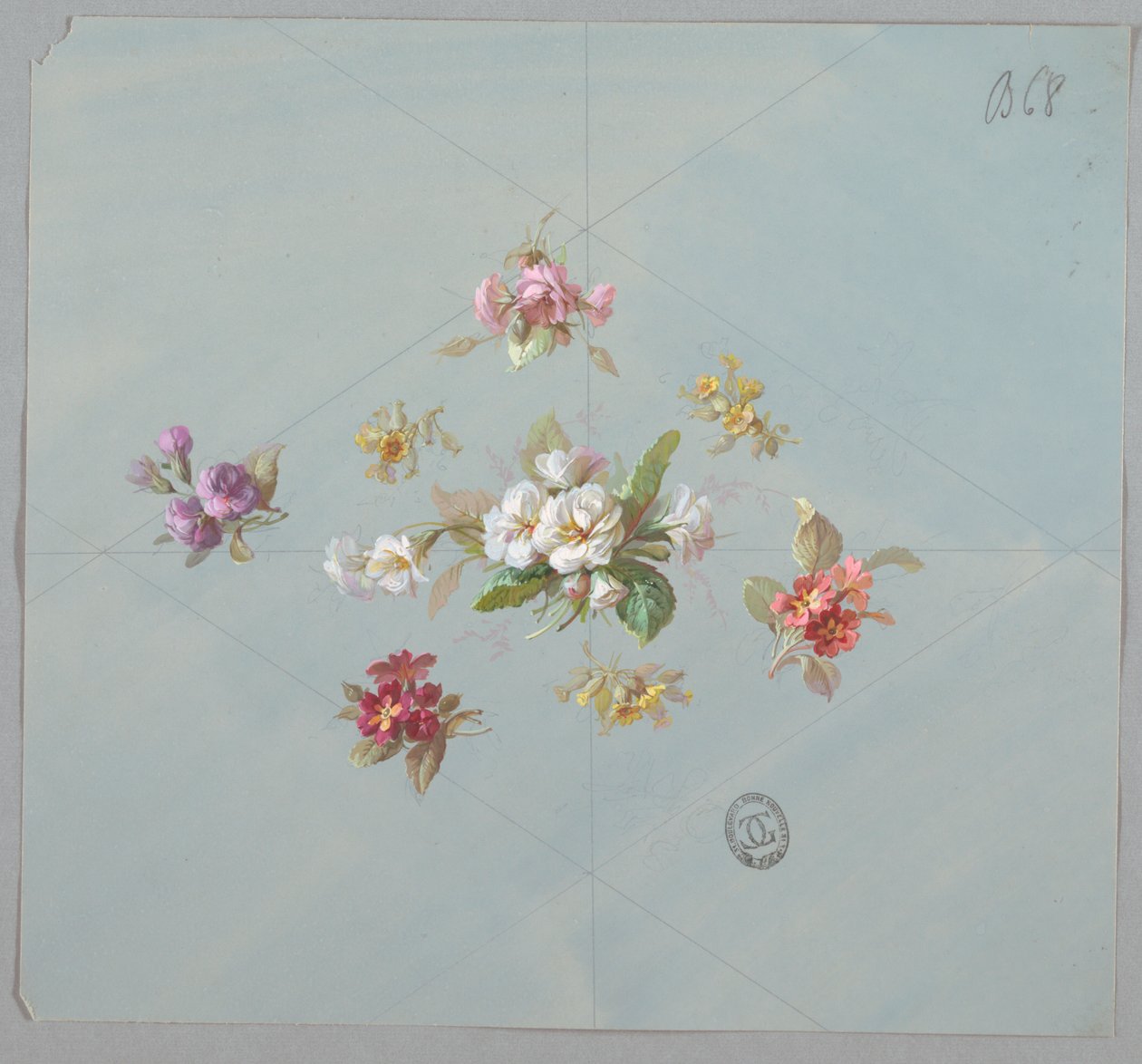Design til tapet og tekstiler: Blomster af Unknown artist
