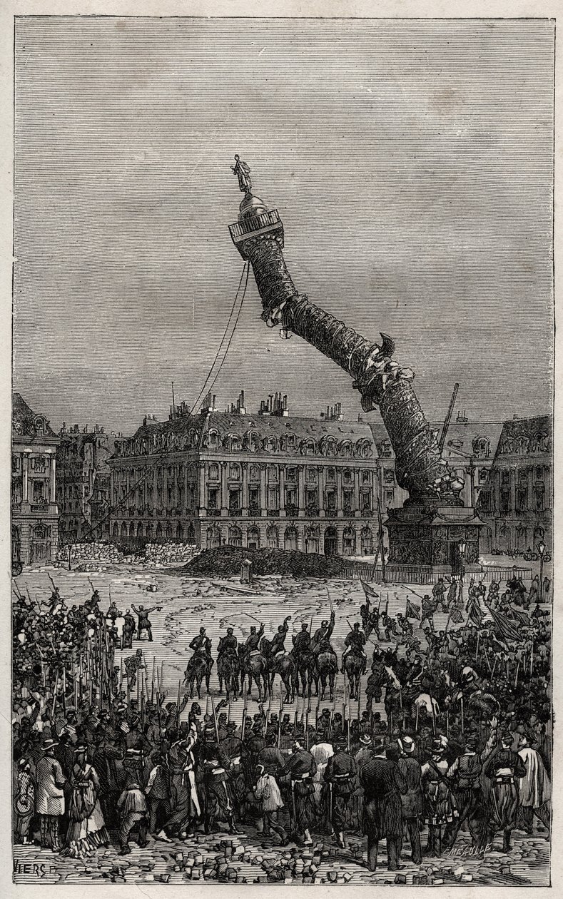 Ødelæggelse af Vendomesøjlen under Kommunen af Unknown artist