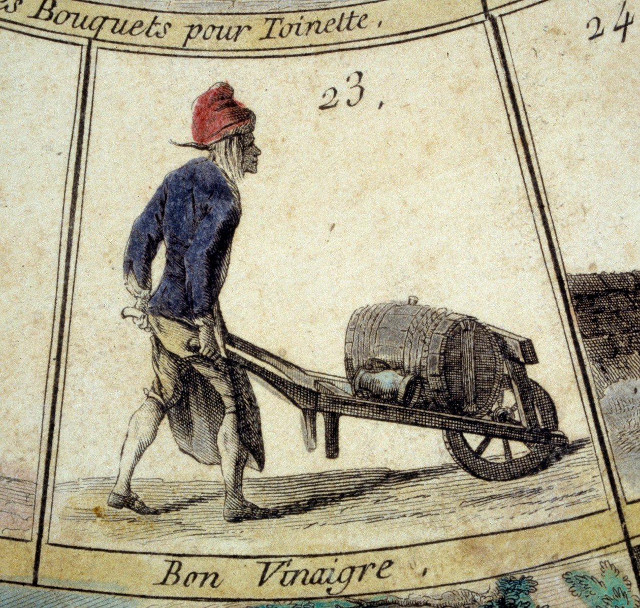 Detalje af spillet med Cree of Paris-gåsen: eddikehandler. Indgravering af det 18. århundrede. Saml. Forlader. af Unknown artist