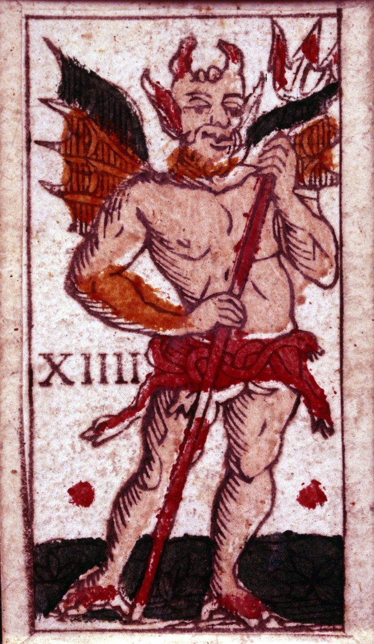 Djævelen afbildet på et spillekort. 1700-tallet. af Unknown artist
