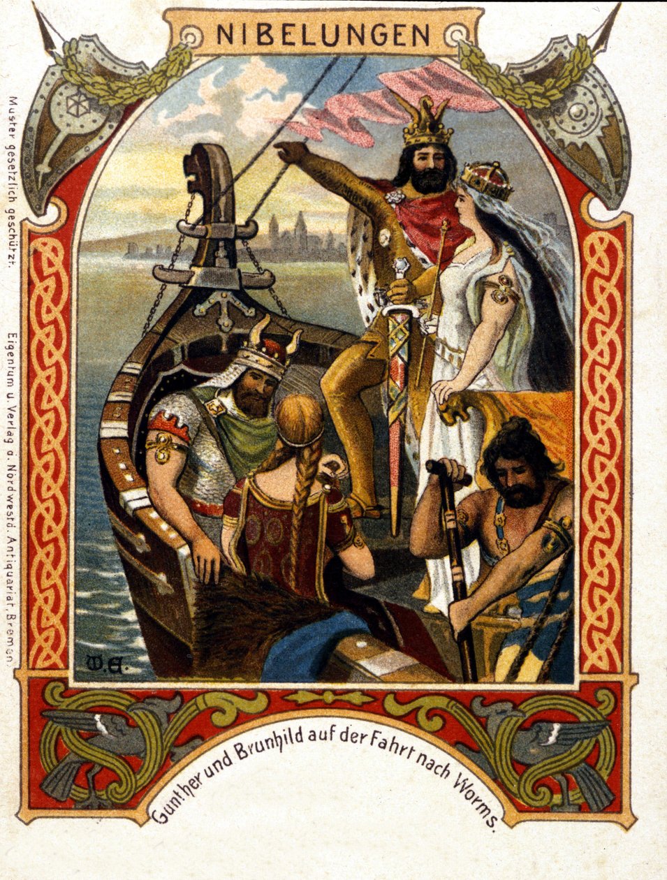 Die Nibelungen, opera komponeret af Heinrich Dorn (1804-1892) i 1854, tysk dirigent og komponist. kromolitografi fra det 19. århundrede. af Unknown artist
