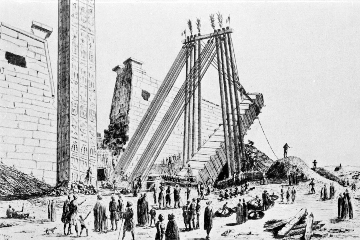 Flytning af Luxors obelisk i 1829. af Unknown artist