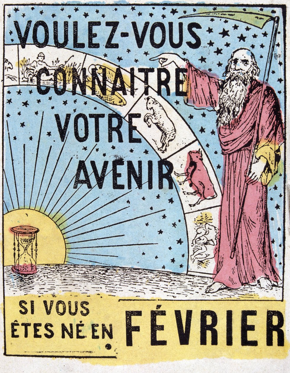 Vil du kende din fremtid? : Nostradamus. Astrologisk reklamemærke fra det 19. århundrede af Unknown artist