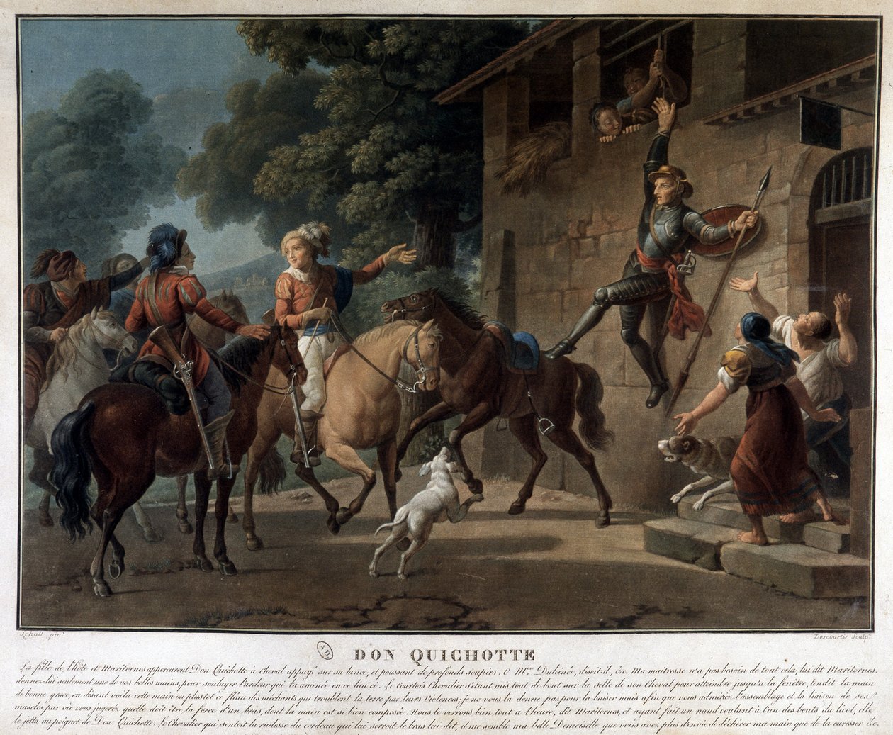 Don Quijote rider på sit spyd. af Unknown artist