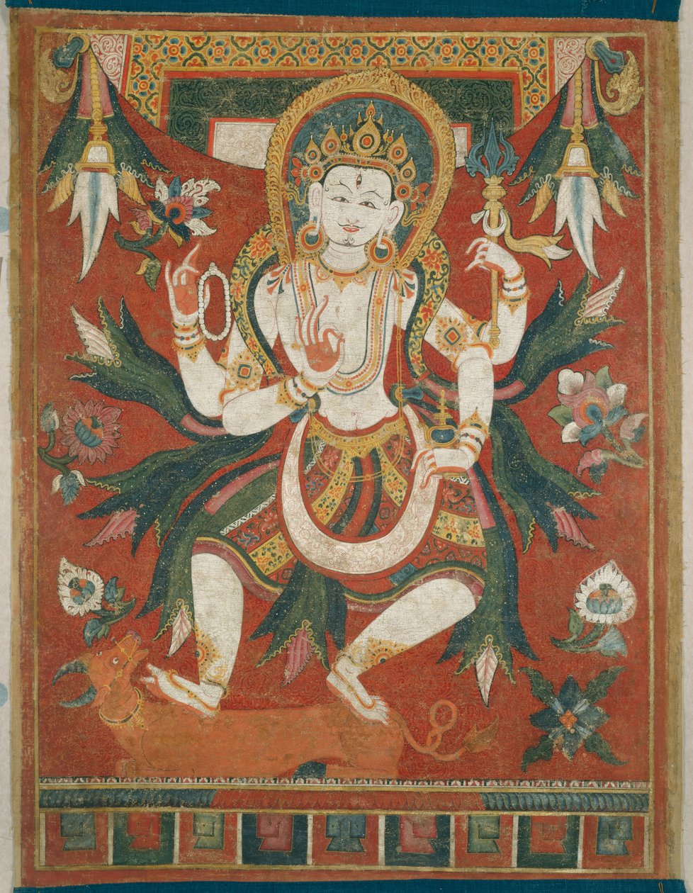 Dobbeltsidet malet banner (Paubha) med Gud Shiva af Unknown artist