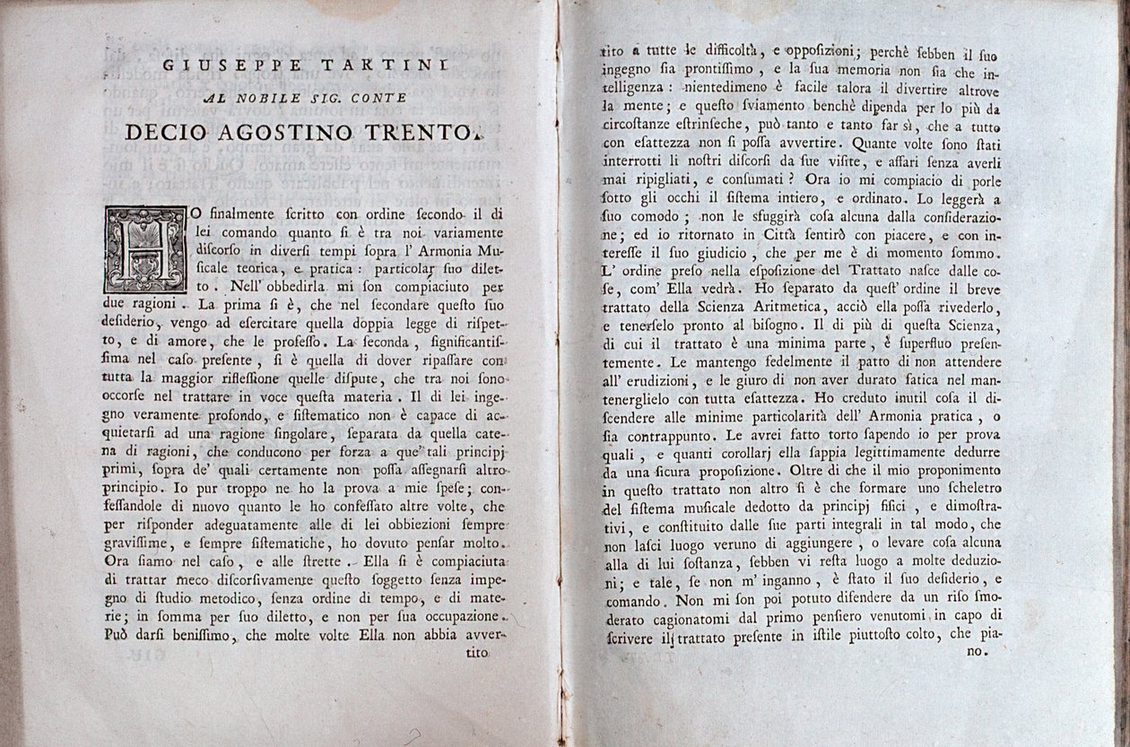 Dobbeltside fra en musiktraktat af Giuseppe Tartini af Unknown artist
