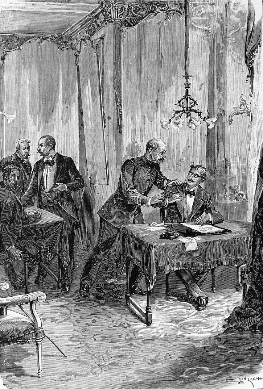 Dreyfus sag. Anholdelse af kaptajn Alfred Dreyfus den 15/10/1894 efter diktat. af Unknown artist