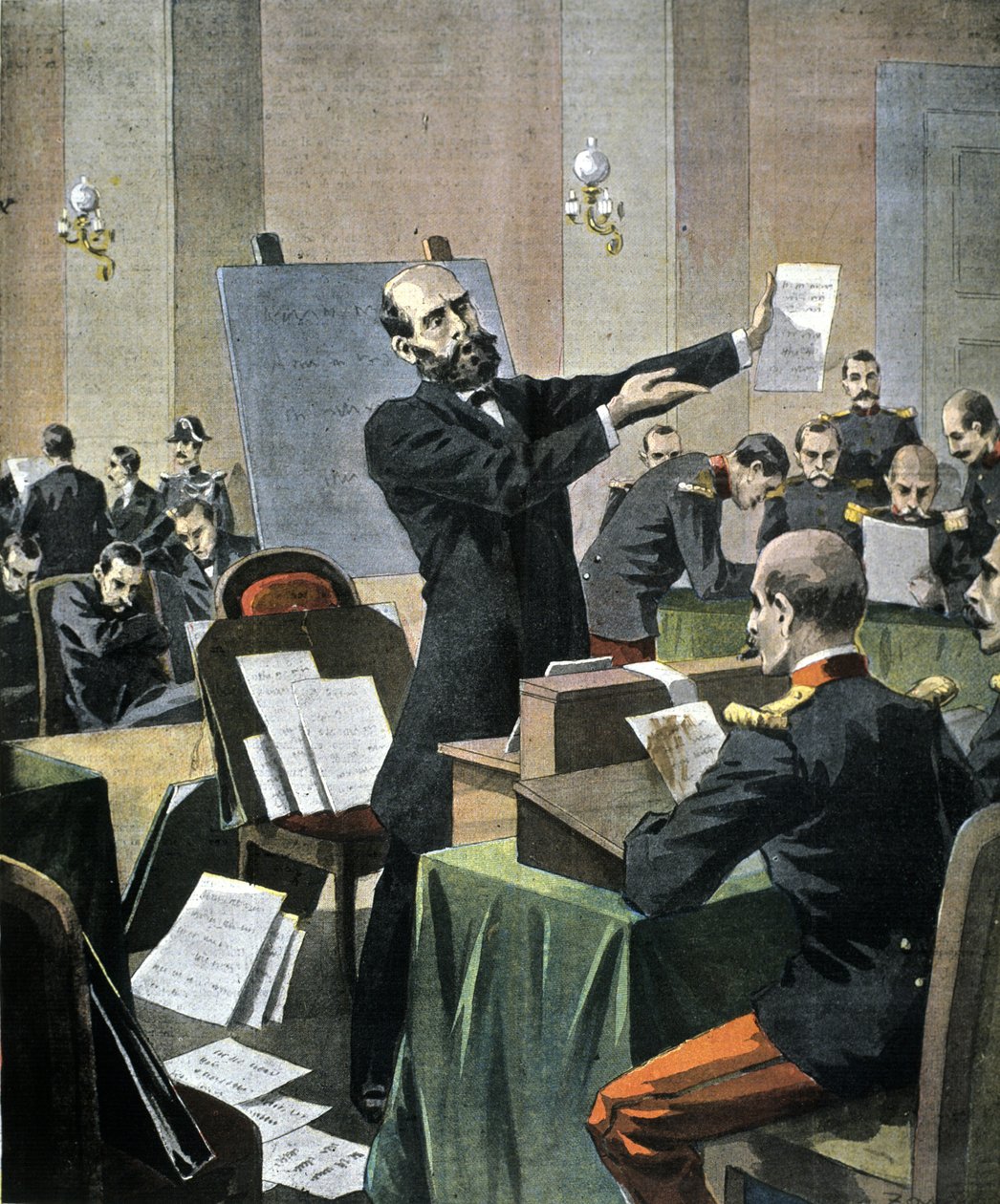 Dreyfus sag. Grafologiekspert Alphonse Bertillon afsætter ved Rennes-retssagen af Unknown artist