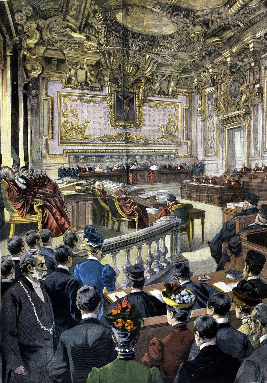 Dreyfus sag. Kassationsretten beordrede revision af retssagen. 1899. af Unknown artist