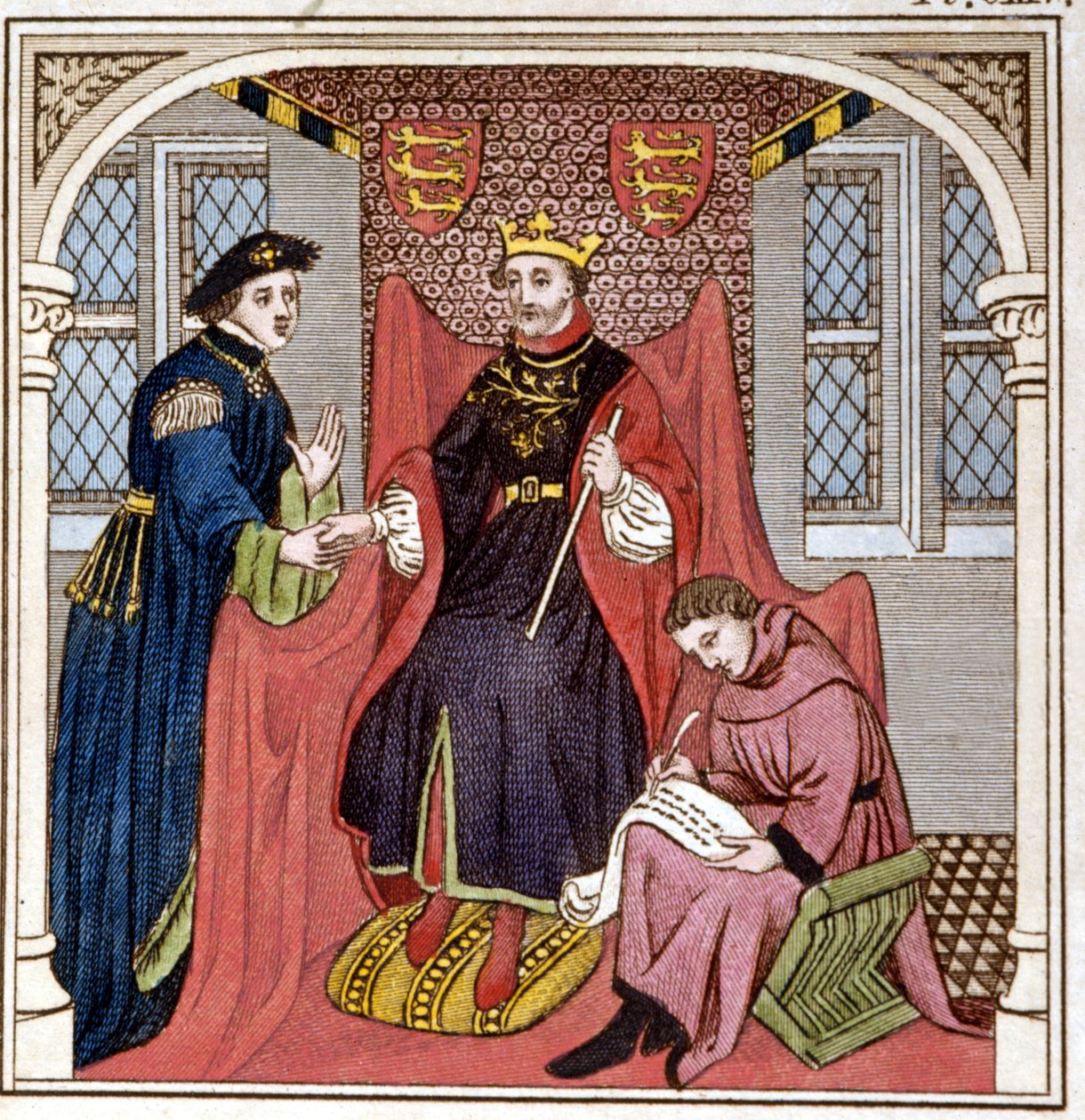 Edward III (1312 - 1377) modtog grev Guy af Flandern. Stik fra slutningen af 1700-tallet. Bibl. di Brera, Milano. af Unknown artist