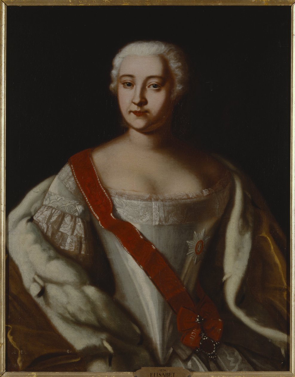 Elisabeth I, imperatrice de russie - Portræt af kejserinde Elizabeth af Rusland (1709-1762), Anonym . Olie på lærred. Mål: 87x68 cm. Nationalmuseum Stockholm af Unknown artist