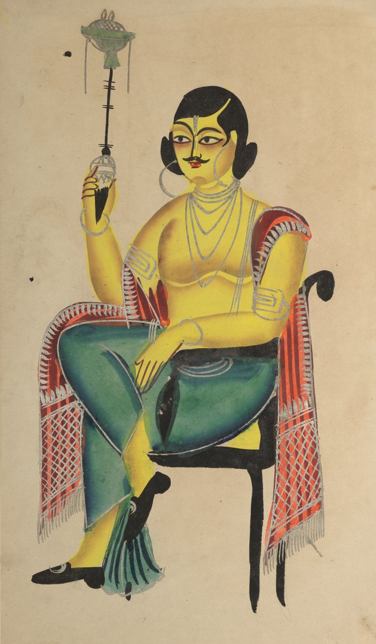 Engelsk Babu (indfødt indisk kontorist) holder en vandpibe af Unknown artist