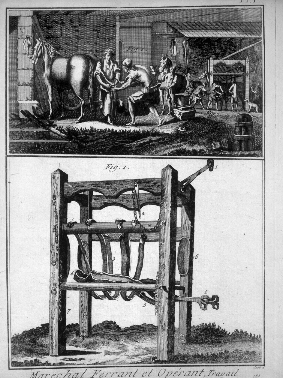 Gravering, der forestiller beslagsmeden fra det 18. århundrede. af Unknown artist