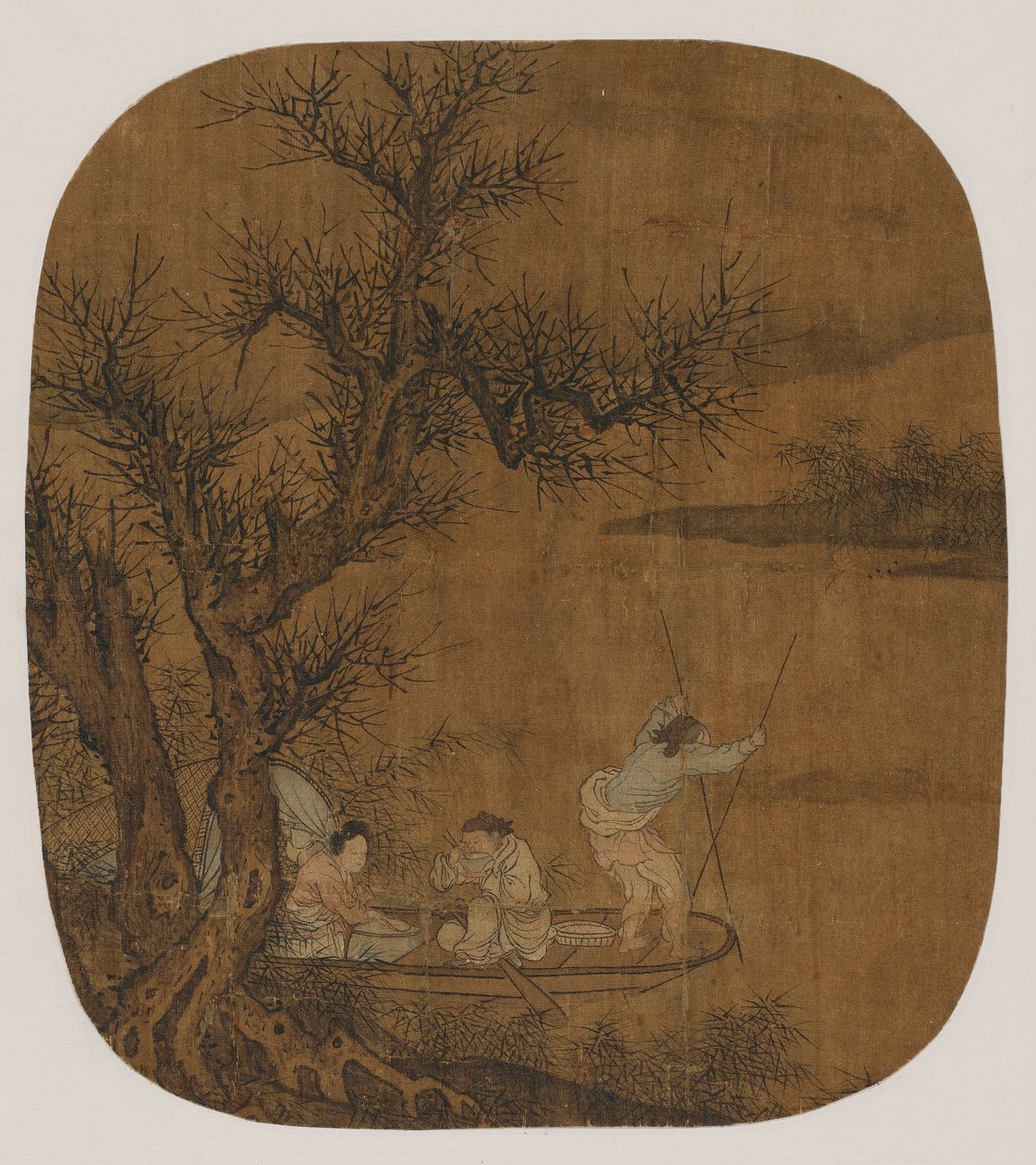 Nyder et måltid om bord på en båd af Unknown artist