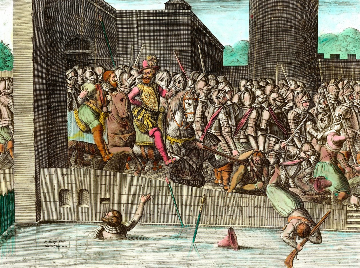 Indført i Paris af kong Henrik IV (1553-1610) den 22. marts 1594. Indgravering af det 18. århundrede. Saml. Lad os gå. af Unknown artist
