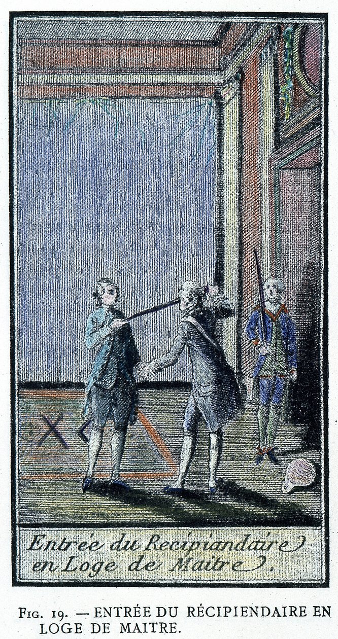 Modtagerens indgang til Mesterlogen - fra en gravering fra "Adonhiramites murværk" af en ridder af alle frimurerordener af Unknown artist
