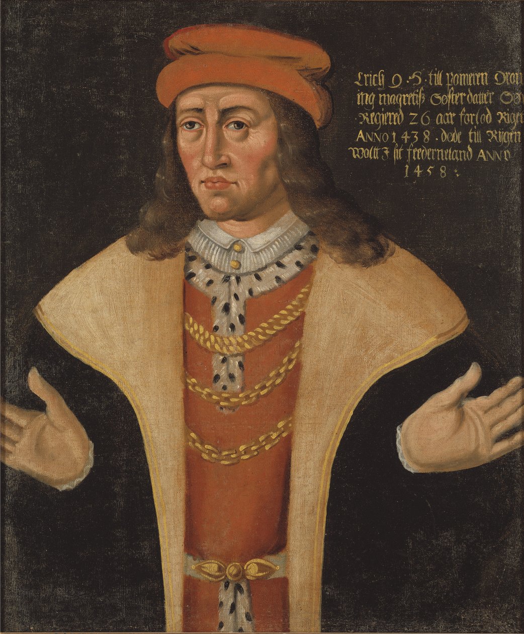 Erik (Eric) I de Pomeranie, roi de Danemark, Norvege et Suede - Portræt af Erik af Pommern (1382-1459), konge af Danmark, Norge og Sverige, Anonym . Olie på lærred. Mål: 78x64 cm. Nationalmuseum Stockholm af Unknown artist