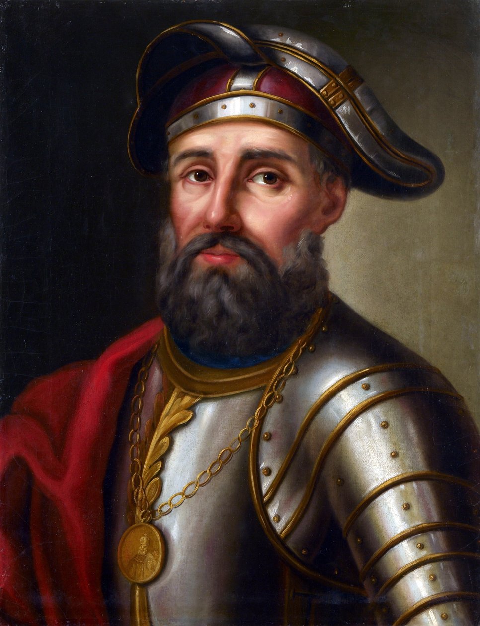 Ermak Timofeievitch - Portræt af kosakkens leder, Erobreren af Sibirien Yermak Timopheyevich (1540-1585), Anonym. Olie på lærred af Unknown artist