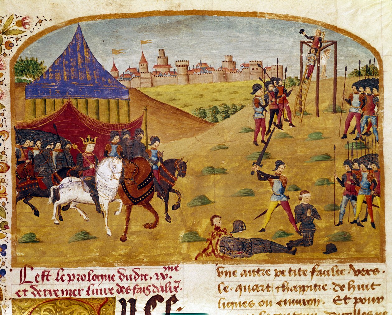 Udførelse af forrædere Miniature hentet fra “” Book of Facts of Alexander the Great ”” af Quintus Curtius Rufus (Quinte Curce) (1. århundrede), ca. 1468. (MS 1335) Reims. Kommunalt bibliotek af Unknown artist