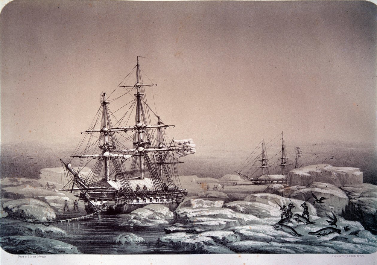 Ekspeditioner i Antarktis (sydlige pol): skibet "" Astrolabe"" (nyt navn på "Shell") af Jules Dumont d